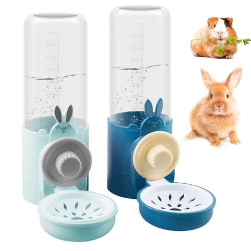 Automatische Trinkflasche für Kaninchen 500ml, Auslaufsicherer Wasserspender mit Edelstahlkugel, Hängend für Meerschweinchen, Chinchillas & Igel, Blau+Grün von SUNOYA