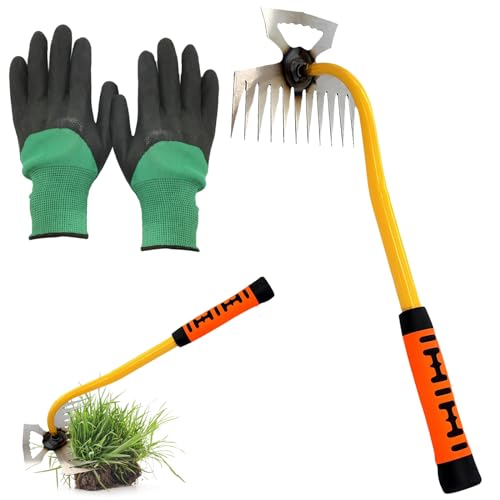 Unkrautjätgeräte, Entwurzelungswerkzeug, Manueller Unkrautjäter, Unkrautkratzer mit Langem Stiel, Unkraut Entferner Gerät, Unkrautstecher Edelstahl zum Entfernen von Unkraut und Moos von SUNOYA
