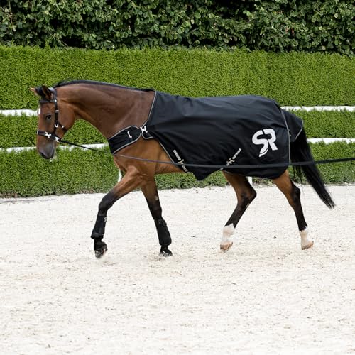 SUNRIDE Führanlagendecke 0g für Pferde - Longierdecke, Führmaschinendecke - 100% wasserdicht - 1200D (schwarz, 155 cm) von SUNRIDE