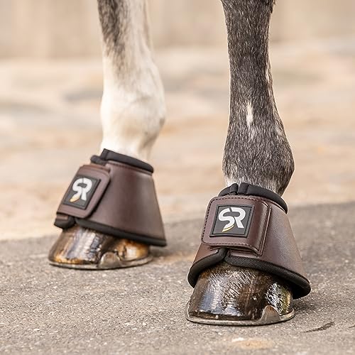 SUNRIDE Hufglocken (2er Set) - für Pferde - aus Leder und Neopren - zum Schutz vor Ballentritten (M (Kleinpferd), braun) von SUNRIDE