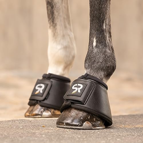 SUNRIDE Hufglocken (2er Set) - für Pferde - aus Echtleder und Neopren - zum Schutz vor Ballentritten (S (Shetty & Pony), schwarz) von SUNRIDE