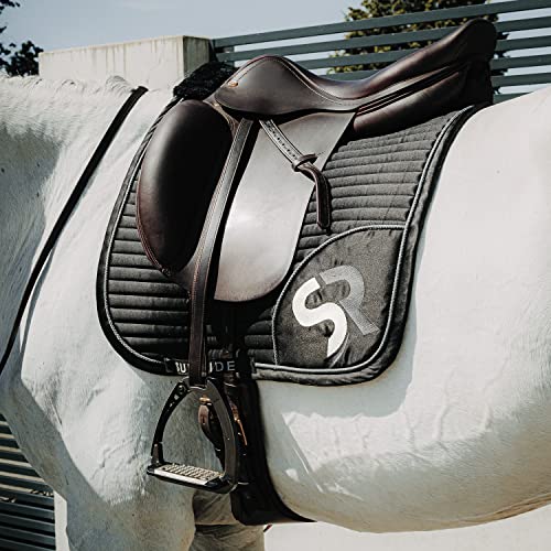 Sunride Dressurschabracke für Pferde - Mesh-Material als zusätzliche Belüftung gegen Hitzestau, pflegeleicht und formbeständig (Full, schwarz/grau) von SUNRIDE
