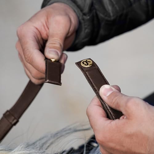 SUNRIDE Sicherheitszügel mit Magnet (NoPanic) für Pferde - Gummizügel - MagneticForce-Sicherheitssystem - mit Stegen - handgefertigt - Echtleder - braun (Pony) von SUNRIDE