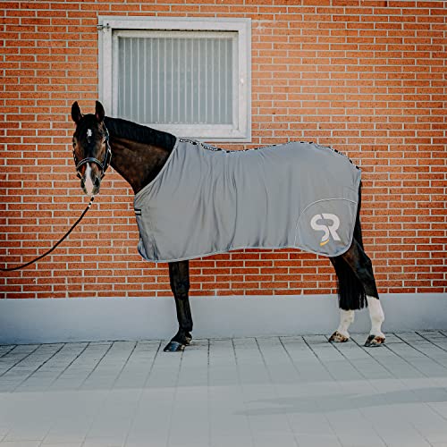 Sunride Abschwitzdecke für Pferde (Boston) aus Softshell mit Fleece - schnelltrocknend, reflektierend und schmutzabweisend (105 cm, grau) von SUNRIDE