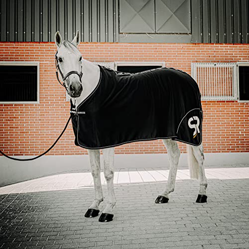 Sunride Abschwitzdecke für Pferde (Boston) aus Softshell mit Fleece - schnelltrocknend, reflektierend und schmutzabweisend (105 cm, schwarz) von SUNRIDE