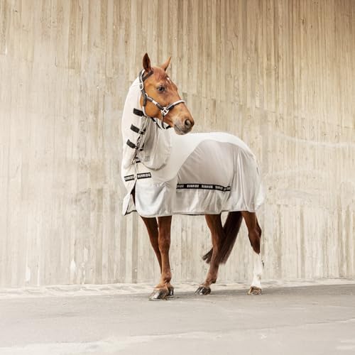 SUNRIDE Transportdecke/Fliegendecke für Pferde (Dubai) - mit UV-Schutz - atmungsaktiv - Abnehmbarer Bauchlatz - maschinenwaschbar - mit abnehmbarem Halsteil - grau (125 cm) von SUNRIDE