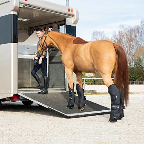 SUNRIDE Transportgamaschen für Pferde (4er Set) - mit reflektierenden Streifen - wasserdicht und atmungsaktiv - schützt das Pferdebein optimal vor Verletzungen (Cob) von SUNRIDE