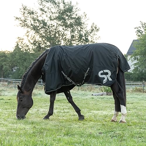 SUNRIDE Regendecke 50g für Pferde (Dublin) mit Unterdecken kombinierbar - für Extreme Wetterbedingungen - 600D (145cm, schwarz) von SUNRIDE