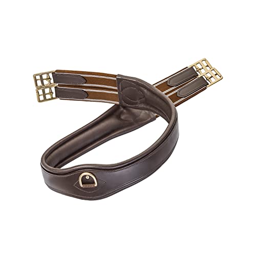 Sunride Sattelgurt Soho aus Echtleder, anatomisch mit D-Ring (3X) für Hilfszügel (130 cm, braun) von SUNRIDE