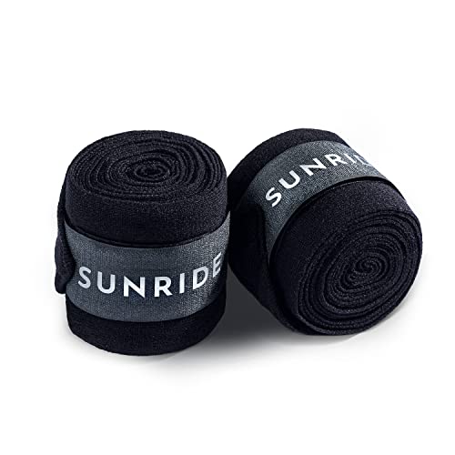 SUNRIDE Bandagen für Pferde, stabilisieren Sehnen und Bänder - atmungsaktiv, temperaturausgleichend (2er Set, schwarz) von SUNRIDE