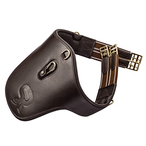 Sunride Stollengurt aus Echtleder für Pferde (Hickstead), mit D-Ring (3X) und Karabiner für Hilfszügel (140 cm, braun) von SUNRIDE