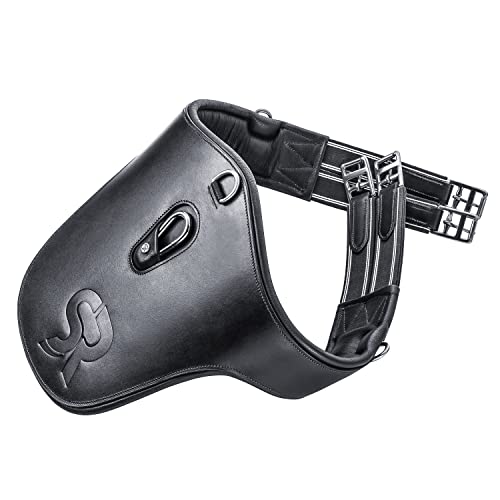 Sunride Stollengurt aus Echtleder für Pferde (Hickstead), mit D-Ring (3X) und Karabiner für Hilfszügel (140 cm, schwarz) von SUNRIDE