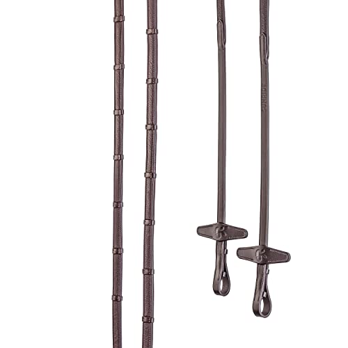 SUNRIDE teilbare Gummizügel mit Stegen für Pferde, aus weichem Echtleder und griffigem Gummi (Full 280 cm, braun) von SUNRIDE