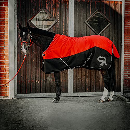 SUNRIDE Winterdecke 250g für Pferde (Helsinki) - reflektierend, 1200D Ripstop - optionales Halsteil - mit Unterdecken kombinierbar (105cm, rot) von SUNRIDE