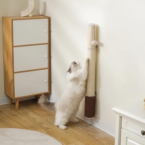 Kratzbaum zur Wandmontage - Minimalistischer Sisal Vertikaler Kletterbaum mit Fellpflegebürste & Hängeball für Indoor-Katzen - Platzsparendes, stilvolles Design Kratzbaum zur Wandmontage - Minimalistischer Sisal Vertikaler Kletterbaum mit Fellpflegebürste & Hängeball für Indoor-Katzen - Platzsparendes, stilvolles Design von SUNRUI