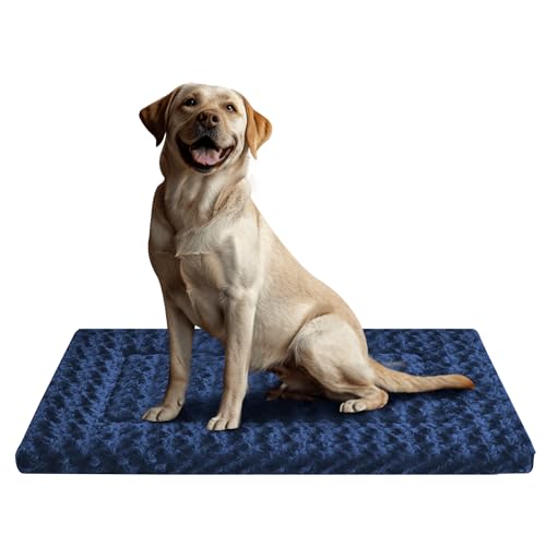 Hundebett-Matte – Bequeme Hundehütte Pad, Mehrzweck-Hundebox-Bett & Hundebett-Matten für Hunde & Katzen – Weiche Hundebox-Matte & Hundebett-Matte für Hund & Katze (Marineblau, M (30 x 20 x 1,5)) von SUNSHE