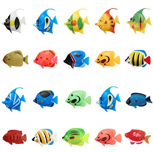 SUNSK Künstliche Plastik Fische Tropischer Fische Verzierung für Aquarium Dekoration Aquarium Landschaft 20 Stück (Zufälliger Stil) von SUNSK