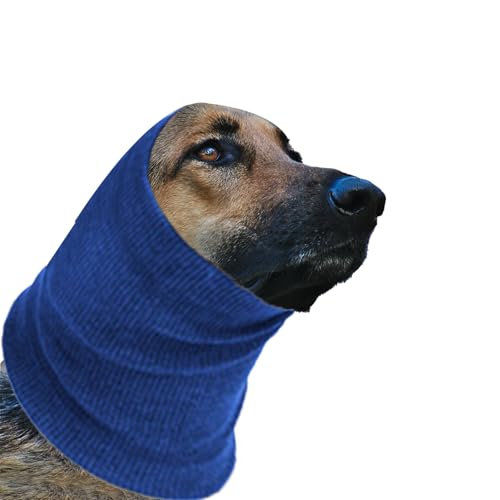 SUNTRADE Beruhigende Hunde-Kapuze mit Ohrenschutz, Kopfschutz gegen Angst, Fellpflege und Baden (Blau, M) von SUNTRADE