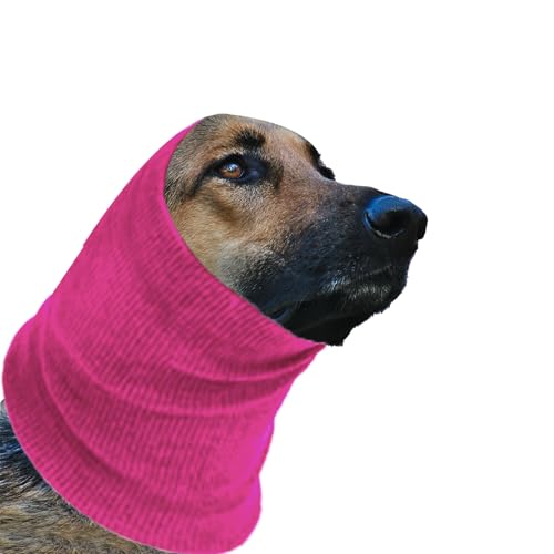 SUNTRADE Beruhigende Hunde-Kapuze mit Ohrenschutz, Kopfschutz gegen Angst, Fellpflege und Baden (Rosa, S) von SUNTRADE