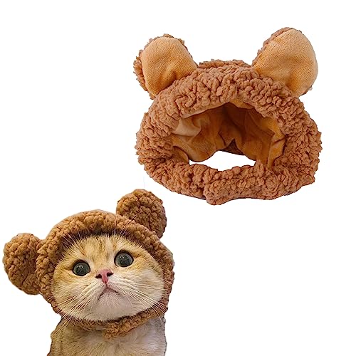 SUNTRADE Warme verstellbare süße Katze Kostüm Bärenhut, weiche kleine Haustier Kopfbedeckung Bär Hut für Katze Welpen Hund (braun) von SUNTRADE