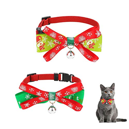 SUNTRADE Weihnachts-Hundehalsband, verstellbar, mit doppelstöckiger Fliege, für kleine Hunde und Katzen, 2 Stück von SUNTRADE