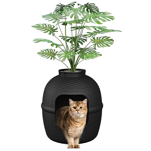 SUNVIVI Katzentoilette Katze mit Kunstpflanze & Schaufel, Verstecktes Gehege, Katzentoilette mit Geruchskontrolle & Kohlefilter im Wohnzimmer, Schlafzimmer, Ecke, Schwarz SUNVIVI Katzentoilette Katze mit Kunstpflanze & Schaufel, Verstecktes Gehege, Katzentoilette mit Geruchskontrolle & Kohlefilter im Wohnzimmer, Schlafzimmer, Ecke, Schwarz von SUNVIVI