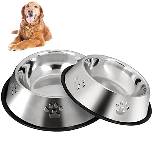 2 Stück Edelstahl Hundenapf, rutschfeste Hundenäpfe/Futternapf,Hundenapf Mittelgroße Hunde (M-22cm/8.6") von SUOXU