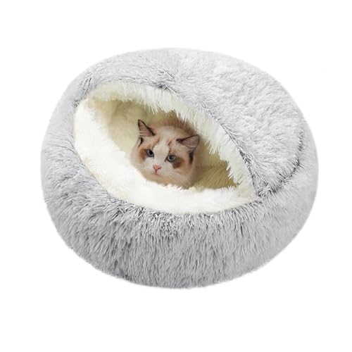 SUOXU Bedecktes Katzenbett Kleines Hundebett, Plüsch Donut Cuddler Nest Warmes weiches beruhigendes Hundekatzennest Welpenbett mit kuscheligem Schwamm rutschfester Boden für unter 7kg kleine Haustiere SUOXU Bedecktes Katzenbett Kleines Hundebett, Plüsch Donut Cuddler Nest Warmes weiches beruhigendes Hundekatzennest Welpenbett mit kuscheligem Schwamm rutschfester Boden für unter 7kg kleine Haustiere von SUOXU
