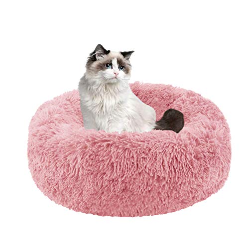 Beruhigendes Katzenbett, Donut-Kuschelnest, warmes, weiches Plüschkissen für Hunde und Katzen, mit gemütlichem Schwamm, rutschfeste Unterseite, für kleine, mittelgroße Haustiere, zum Schlummern, Beruhigendes Katzenbett, Donut-Kuschelnest, warmes, weiches Plüschkissen für Hunde und Katzen, mit gemütlichem Schwamm, rutschfeste Unterseite, für kleine, mittelgroße Haustiere, zum Schlummern, von SUOXU