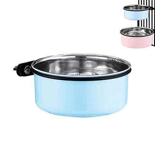 Wassernapf für Hundekäfige und Käfige, 2-in-1 Futternapf zum Aufhängen, Edelstahlkäfig, Hundenapf, mittelgroß, Blau, 1,7 l/1 Stück von SUOXU