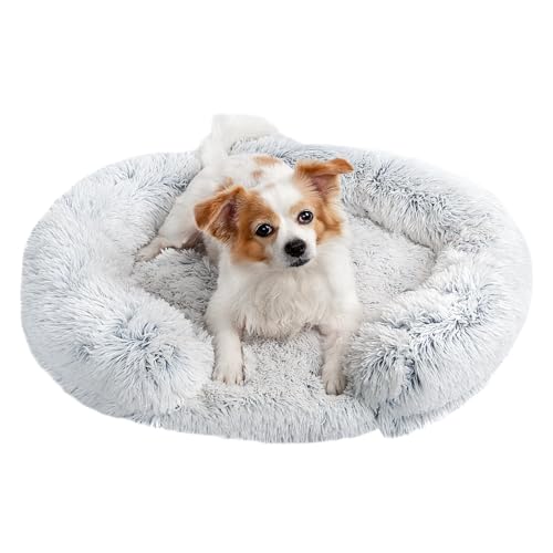 SUOXU Hundebett, Haustierbett, abnehmbar, waschbar, rund, orthopädisch, rutschfeste Unterseite, flauschig, beruhigend, für Hunde und Katzen, C-förmige Donut-Wärme, geeignet für kleine und mittelgroße SUOXU Hundebett, Haustierbett, abnehmbar, waschbar, rund, orthopädisch, rutschfeste Unterseite, flauschig, beruhigend, für Hunde und Katzen, C-förmige Donut-Wärme, geeignet für kleine und mittelgroße von SUOXU