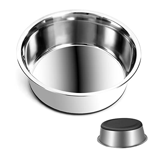 SUOXU Dicker Edelstahlnapf für Hunde und Katzen, mit rutschfestem Silikonboden, mittlere und große Futternäpfe und Wassernapf (XL-Grau) von SUOXU
