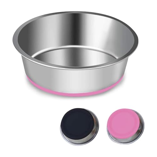 SUOXU Hundenapf,Dicke Edelstahl Futternapf für Katzen und Hunde, Napf für mit Rutschfestem Silikonboden, für große und Mittlere Hundefutterschale und Wasserschalen(L-20 cm) von SUOXU