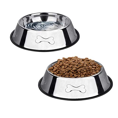 SUOXU Hundenapf,Edelstahl Futternapf 2er Set mit Rutschfesten Gummiring,Vier Größen Welpennapf Grosse Mittelgroße Hunde Hundenapf SUOXU Hundenapf,Edelstahl Futternapf 2er Set mit Rutschfesten Gummiring,Vier Größen Welpennapf Grosse Mittelgroße Hunde Hundenapf von SUOXU
