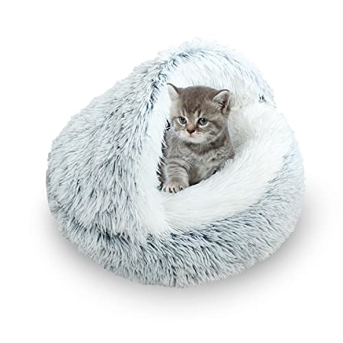 SUOXU Kätzchenbett für kleine Katzenhöhle, für Katzen im Innenbereich unter 3 kg, warmes, gemütliches, weiches Plüsch-Haustierbett, rutschfeste Unterseite, passend für Handflächengröße, Katzen, Hunde von SUOXU