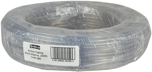 Supa Durchsichtiger Luftschlauch 6 mm (Außendurchmesser) x 4 mm (Innendurchmesser) x 60 Meter, geeignet für den Anschluss von Luftpumpen, Luftleitungszubehör und Aquarium-Ornamenten von SUPA