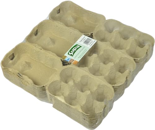 Supa Eierkartons mit einem halben Dutzend x 30 Stück, traditionelle Faser-Eierbox, 100 % recycelbar und biologisch abbaubar. Packungen sind entworfen, um Hühnereier von klein bis extra groß zu nehmen. von SUPA