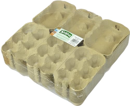 Supa Eierkartons mit einem halben Dutzend x 36 Stück, traditionelle Faser-Eierbox, 100 % recycelbar und biologisch abbaubar. Packungen sind entworfen, um Hühnereier von klein bis extra groß zu nehmen. von SUPA