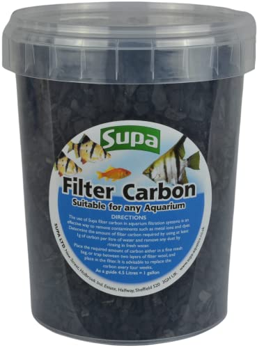Supa Filter Carbon 1 Liter Eimer, geeignet für Aquarien/Fischteichfilter und Koi Fisch Teichfilter, verbessert die Wasserklarheit durch Entfernen von Verunreinigungen von SUPA