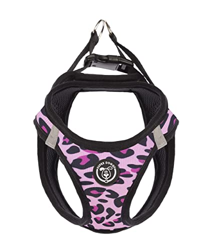 SUPER DOGGY Hundegeschirr Kleiner Hund, Reflektierendes, Atmungsaktives Brustgeschirr, Welpengeschirr für Kleine und Mittelgroße Hunde (Pink Leopard, XXS) von SUPER DOGGY