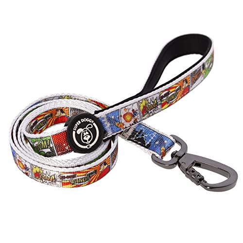 SUPER DOGGY Kleine, Mittlere und Große Hundeleine - Robuste Hundeleine aus Nylon mit Gepolstertem Griff - Verschiedene lustige Designs für Hunde, 120 x 2cm (Cómic) von SUPER DOGGY