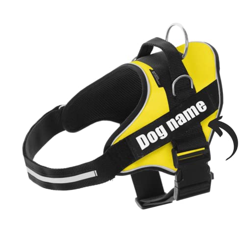 Personalisiertes Hundegeschirr - Reflektierendes und sicheres Hundegeschirr - Enthält 2 Namensschilder, Klein, Mittel und Groß - Qualität und Beständigkeit (Amarillo, S 6-14KG) von SUPER DOGGY
