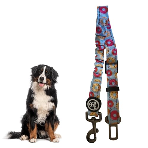 SUPER DOGGY Sicherheitsgurt für Hunde Verstellbar mit elastischer Dämpfung - Mit einzigartigen Designs für alle Fahrzeugtypen (50-75 cm) (Donuts) von SUPER DOGGY