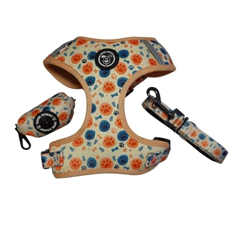 SUPER DOGGY Anti-Pull-Hundegeschirr-Set mit Leine und Beutelspender, atmungsaktives Geschirr für kleine und mittelgroße Hunde, sicheres Hundegeschirr (Bones & Footprints, L (11-20 KG)) SUPER DOGGY Anti-Pull-Hundegeschirr-Set mit Leine und Beutelspender, atmungsaktives Geschirr für kleine und mittelgroße Hunde, sicheres Hundegeschirr (Bones & Footprints, L (11-20 KG)) von SUPER DOGGY
