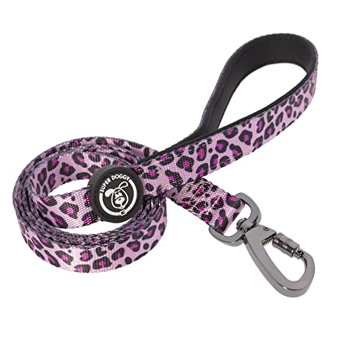 SUPER DOGGY Kleine, Mittlere und Große Hundeleine - Robuste Hundeleine aus Nylon mit Gepolstertem Griff - Verschiedene lustige Designs für Hunde, 120 x 2cm (Pink Leopard) von SUPER DOGGY
