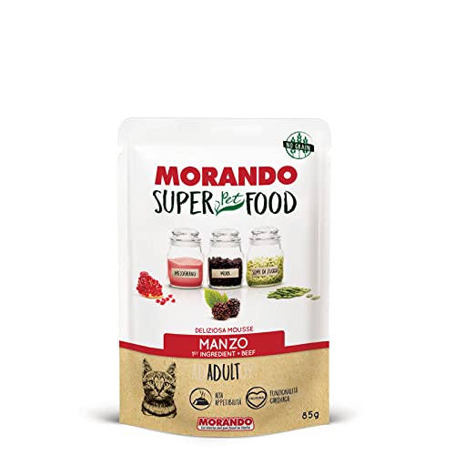 Morando Super Pet Food AdultMousse Nassfutter für Katzen (100% Made in Italy, Katzennassfutter, Hauptzutat: Rindfleisch, Nassfutter Katze, Portionsgröße: 85 g) von SUPER pet FOOD