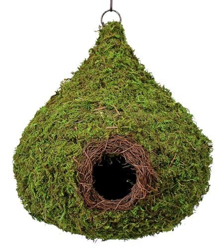 SuperMoss (56051) Regentropfen gewebtes Vogelhaus – Vogelhäuser für draußen mit Kette zum Aufhängen – strapazierfähiges MossVine Nistmaterial – rustikale Gartendekoration, Vogelhaus für Wildvögel von SUPERMOSS