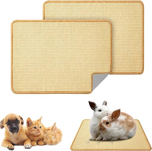 40x60cm Kaninchen Kratzmatte - Natürliche Sisal Kratzmatte für Katzen & Kleintiere - Kratz- und Schlafunterlage für Meerschweinchen, Chinchillas & Frettchen (2er-Set) von SUPERPAWS