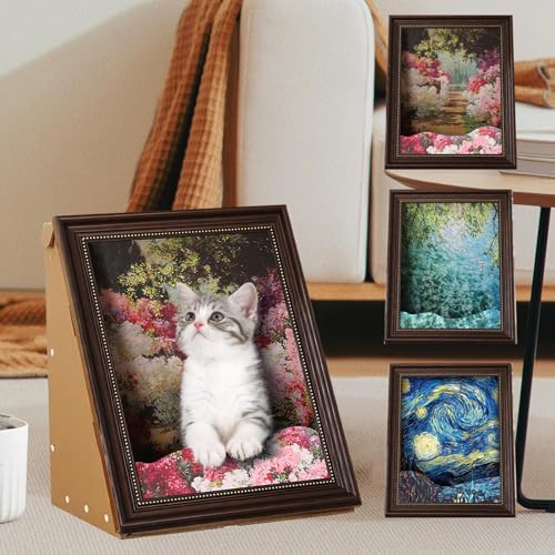Art 3D Ölgemälde Katzennest für Künstler Kätzchen Kunst Rahmen Katzenbett mit Kratzbrett Katzenkratzpad für alle Jahreszeiten Indoor Katzenspielzeug Haus (Rosengarten 4D, Vintage Rahmen) von SUPERPAWS