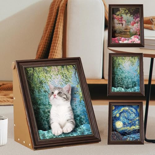 Art 4D Ölgemälde Katzennest für Künstler Kätzchen Kunst Rahmen Katzenbett mit Kratzbrett Katzenkratzpad für alle Jahreszeiten Indoor Katzenspielzeug Haus (Glitzerndes Wasser 4D, Vintage Rahmen) von SUPERPAWS